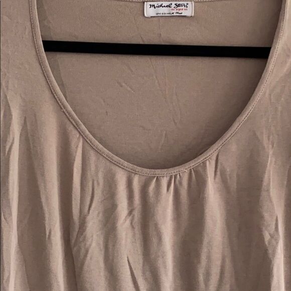 Michael Stars Tan Deep Scoop Neck L/S Tie Top - Picture 5 of 7